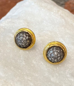 Ara Pave Diamond and 24kt Gold Post Earrings