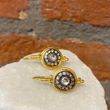 Ara White Sapphire and 24kt Gold Circle Earrings