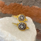 Ara White Sapphire and 24kt Gold Circle Earrings