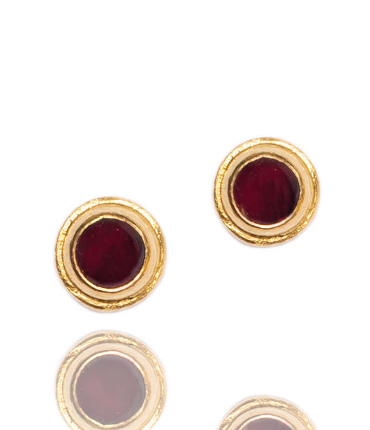 Ara Garnet and 24K Gold Post Earrings