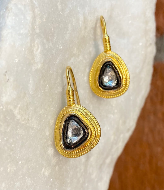 Ara White Sapphire and 24kt Gold Tear Drop Earrings