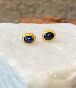 Ara Blue Sapphire and 24kt Gold Post Earrings