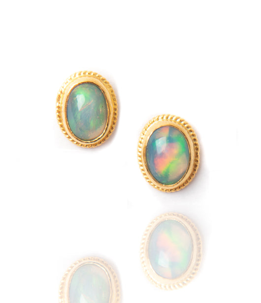 Ara Ethiopian Opal and 24kt Gold Post Earrings