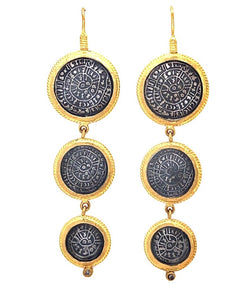 Ara Graduated Minoan Disc and 24kt Gold Earrings