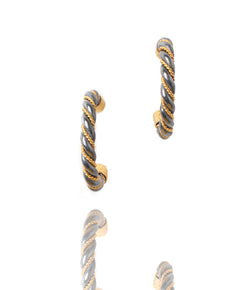 Ara 24kt Gold and Oxidized Sterling Silver Twist Hoop