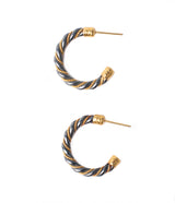Ara 24kt Gold and Oxidized Sterling Silver Twist Hoop