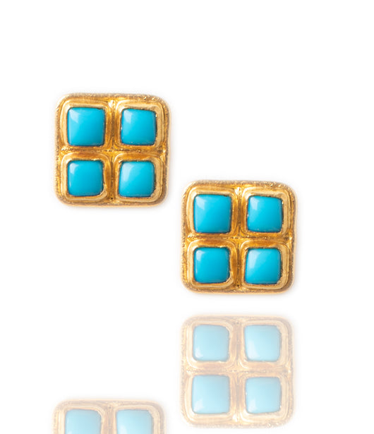 Ara 24kt Gold and Turquoise Square Earrings