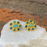 Ara Opal and 24kt Gold Flower Stud Earrings