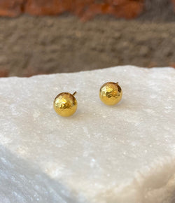 Ara Half Ball 24kt Gold Post Earrings