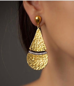 Ara 24kt Gold and White Topaz Tear Drop Earrings