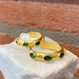 Ara 24kt Gold and Emerald Hoop Earrings