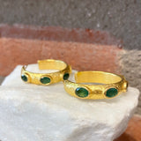 Ara 24kt Gold and Emerald Hoop Earrings