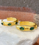 Ara 24kt Gold and Emerald Hoop Earrings