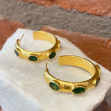 Ara 24kt Gold and Emerald Hoop Earrings