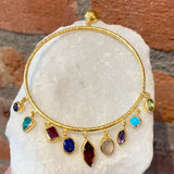 Ara Multi-Gemstone and 24kt Gold Circle Dangle Earrings