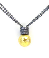 Ara 24K Hammered Ball Necklace with Diamond Rondels