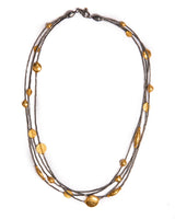 Ara 4 Strand 24kt Gold and Oxidized Sterling Silver Necklace