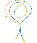 Ara Turquoise and 24kt Gold Lariat Necklace