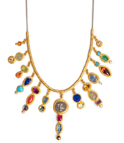 Ara Semi-Precious Stone and 24kt Gold Statement Necklace