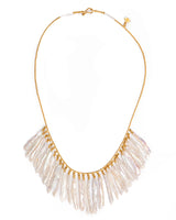 Ara Pearl and 24kt Gold Dangle Collar Necklace