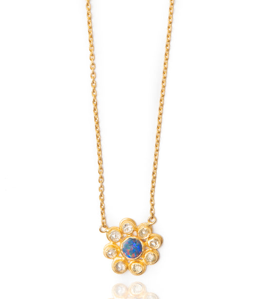 Ara Opal and Diamond Flower Necklace