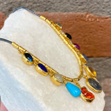 Ara Multi-Stone and 24kt Gold Pendant Necklace