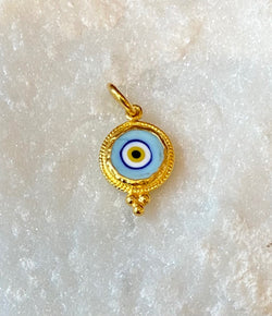 Ara 24kt Gold and Light Blue Glass Evil Eye Charm