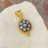 Ara White Sapphire and 24kt Gold Circle Pendant