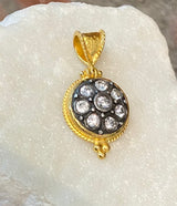 Ara White Sapphire and 24kt Gold Circle Pendant