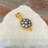 Ara White Sapphire and 24kt Gold Circle Pendant