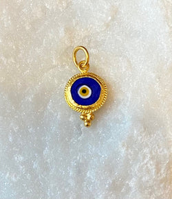 Ara 24kt Gold and Dark Blue Glass Evil Eye Charm