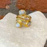 Ara Pearl, White Sapphire and 24kt Gold Swirl Ring