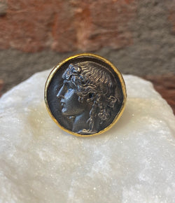 Ara Silver Coin Replica and 24kt Gold Ring