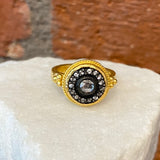Ara White Sapphire and  24kt Gold Circle Ring