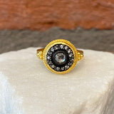 Ara White Sapphire and  24kt Gold Circle Ring