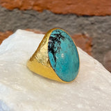 Ara Oval Turquoise and 24kt Gold Ring