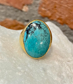 Ara Oval Turquoise and 24kt Gold Ring