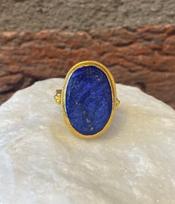 Ara Raw Lapis and 24kt Gold Ring