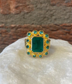 Ara Emerald and 24kt Gold Statement Ring