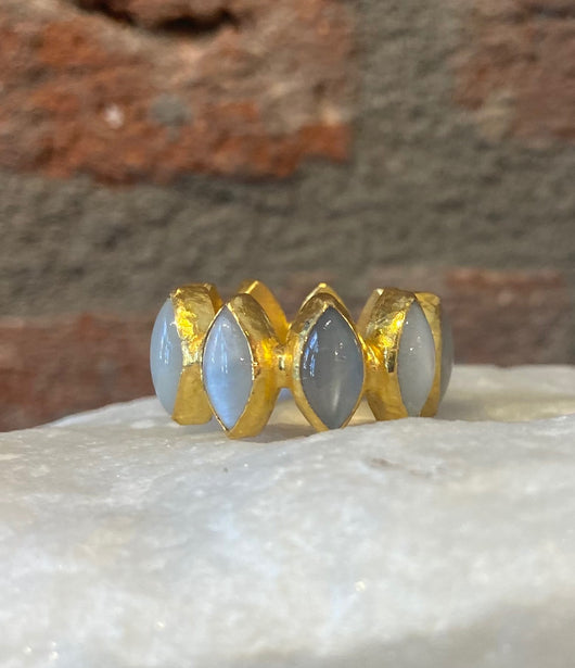 Ara Moonstone and 24kt Gold Eternity Band