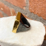 Ara 24kt Gold and Oxidized Silver Quartz Micro Mosaic Evil Eye Ring