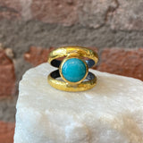 Ara Amazonite and 24kt Gold Open Back Ring