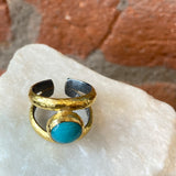 Ara Amazonite and 24kt Gold Open Back Ring
