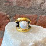 Ara Pearl and 24kt Gold Open Back Ring