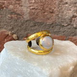 Ara Pearl and 24kt Gold Open Back Ring