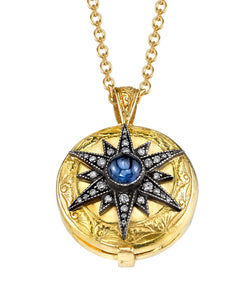 Arman Blue Sapphire and Diamond Starburst Locket