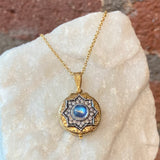 Arman 22kt Gold and Moonstone Flower Locket Necklace
