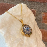 Arman 22kt Gold and Moonstone Flower Locket Necklace
