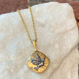 Arman 22kt Gold and Diamond Square Baby Bird Locket Necklace