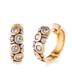 Alex Sepkus 'Candy' Yellow Gold and Diamond Huggie Earrings